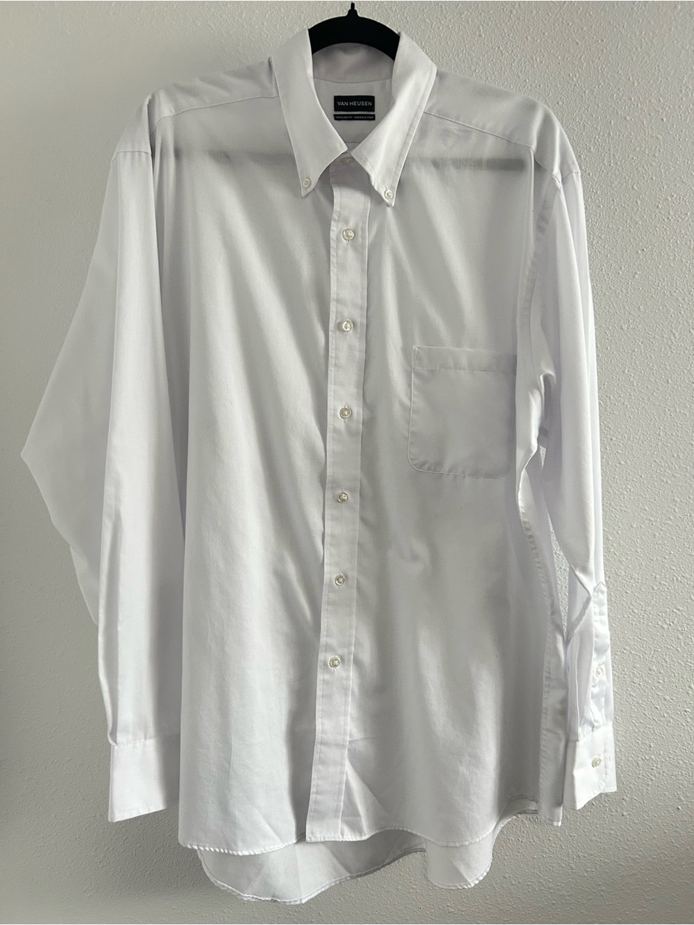 Van Heusen White Long-Sleeve Button-Up Dress Shirt